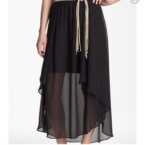 Sanctuary Clothing black polyester skirt, partially lined, sheer on bottom